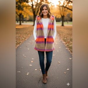 KOOLABURRA BY UGG: Colorful Striped Hooded Cardigan